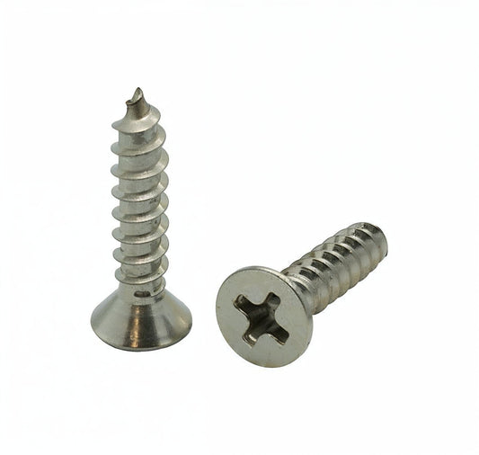 100 Qty #6 x 3/4" Flat Head 304 Stainless Phillips Head Wood Screws (BCP18)