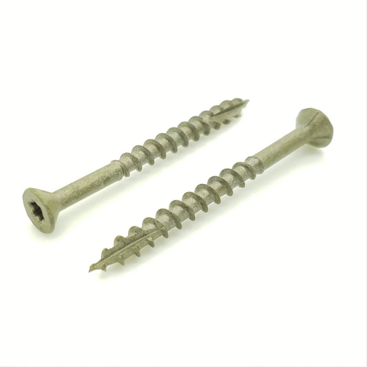 100 Qty #8 x 2" Inch Dark Tan Fence & Deck Screws | Torx Star Drive | Bit Included (BCP925)