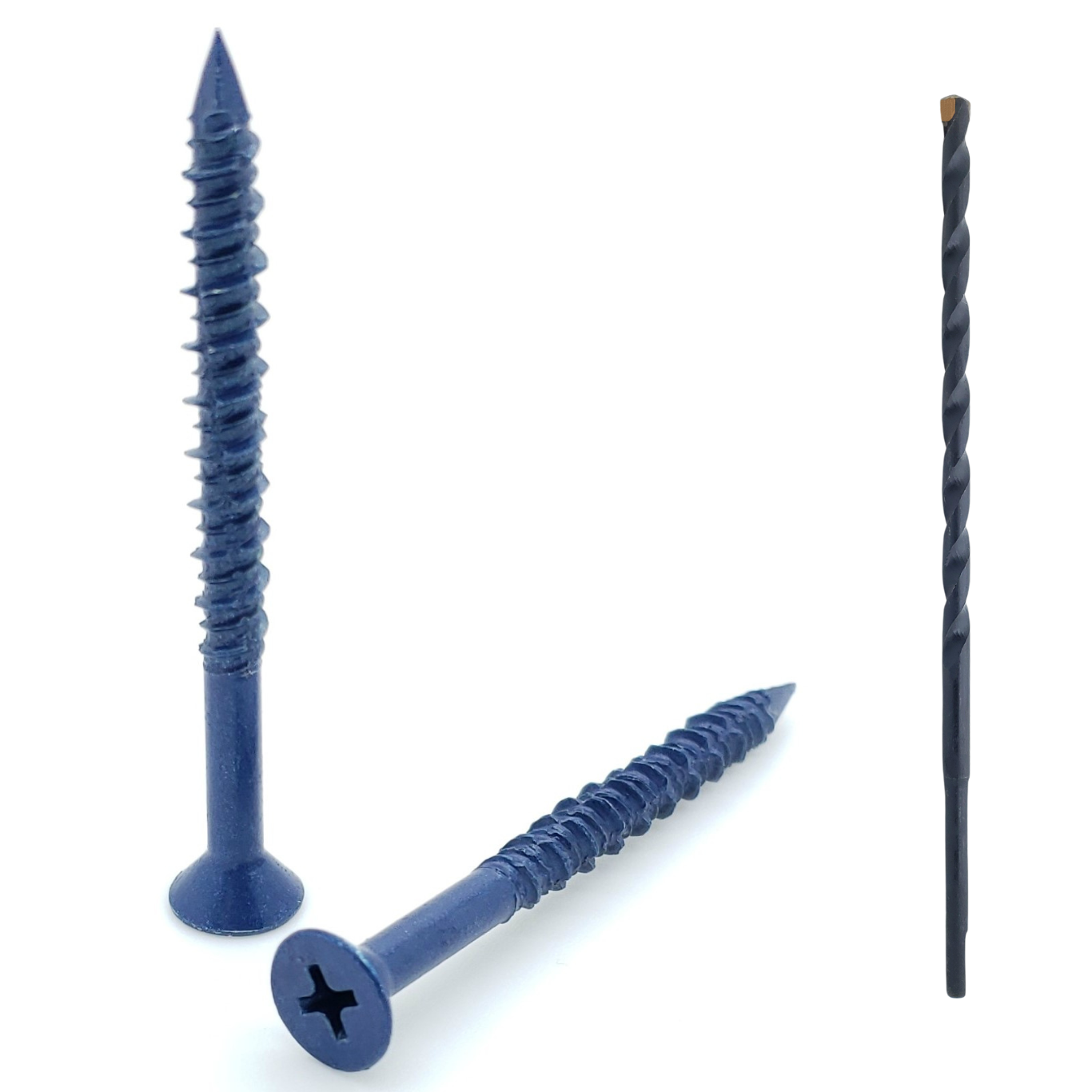 100 Qty 3/16" x 2-1/4" Flat Head Phillips Diamond Tip Concrete Screws To Anchor Masonry, Block & Brick (BCP482)