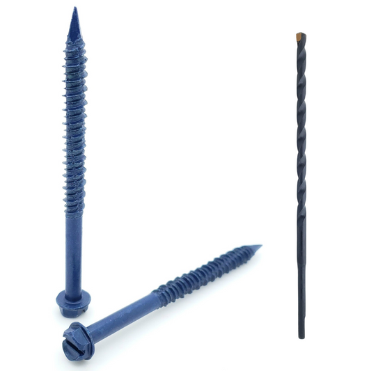 100 Qty 1/4" x 3-1/4" Hex Head Diamond Tip Concrete Screws To Anchor Masonry, Block & Brick (BCP502)