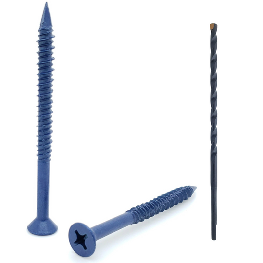 100 Qty 1/4" x 3-1/4" Flat Head Phillips Diamond Tip Concrete Screws To Anchor Masonry, Block & Brick (BCP496)