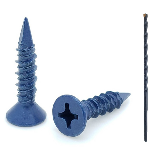 100 Qty 1/4" x 1-1/4" Flat Head Phillips Diamond Tip Concrete Screws To Anchor Masonry, Block & Brick (BCP492)