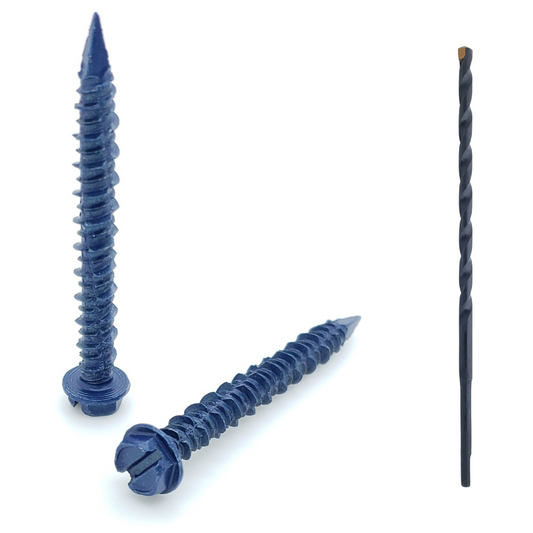 100 Qty 3/16" x 1-3/4" Hex Head Diamond Tip Concrete Screws To Anchor Masonry, Block & Brick (BCP487)