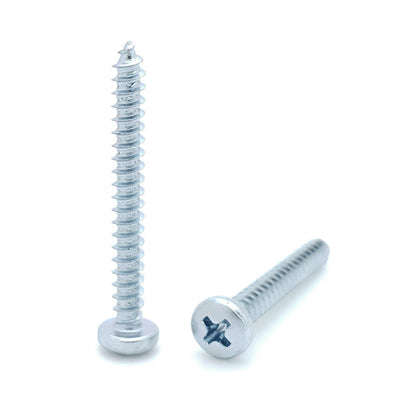 100 Qty #8 x 1-1/2" Zinc Phillips Pan Head Wood Screws (BCP382)