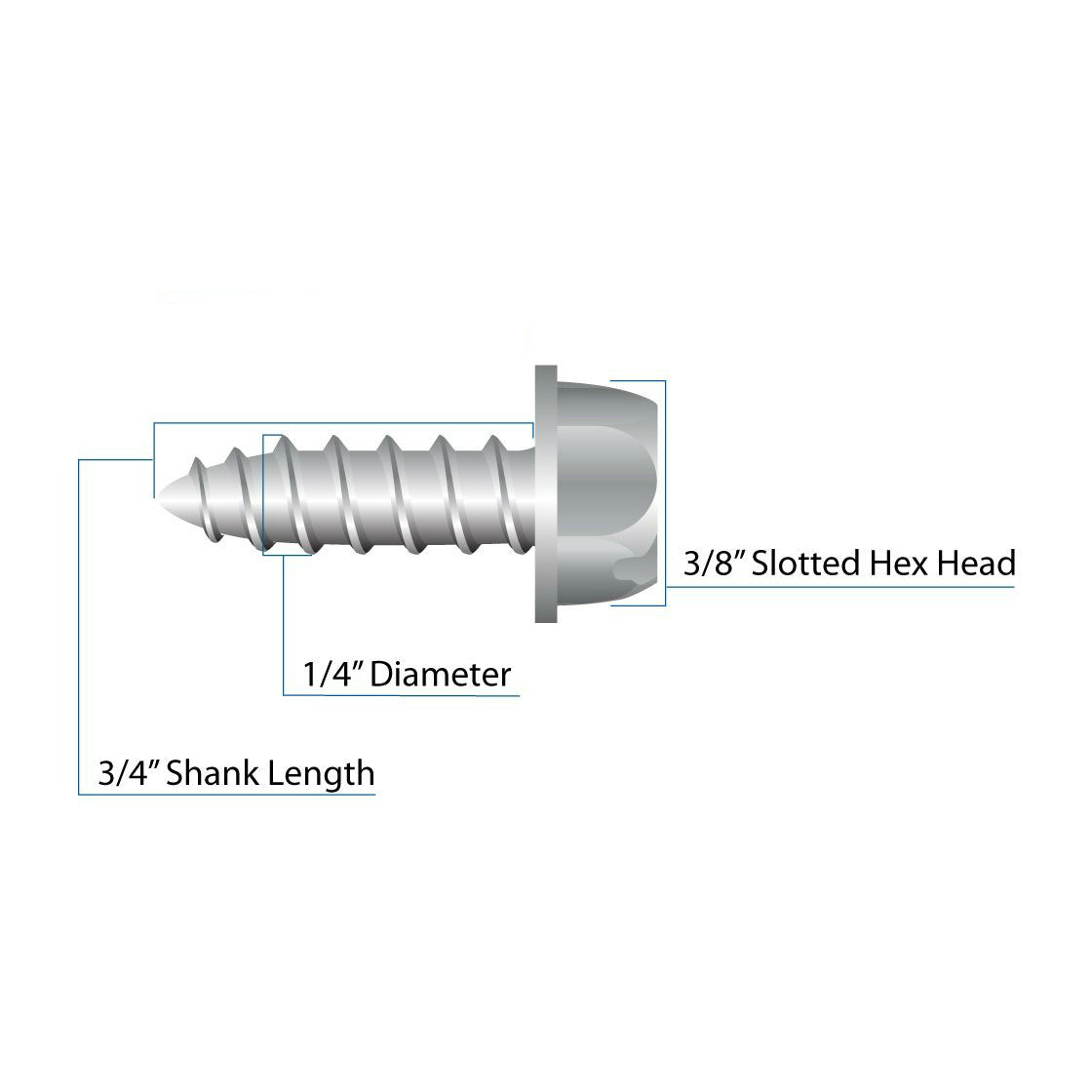 100 Qty #14 x 3/4" 304 Stainless Slotted Hex Washer Head Screws (BCP222)