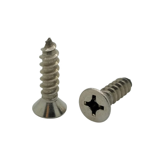 Fifty (50) #14 x 1" Flat Head 304 Stainless Phillips Head Wood Screws (BCP91)